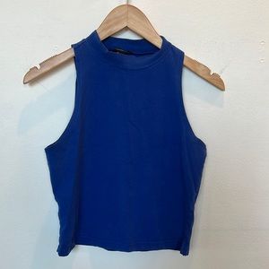 Blue mock neck top